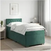 vidaXL Boxspringbed met matras Donkergroen 100 x 200 cm Fluweel