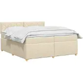 vidaXL Boxspringbed met matras Crèmekleurig 200 x 200 cm Stof