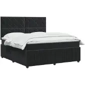 vidaXL LED boxspringbed met matras, zwart, 180 x 200 cm, fluweel