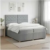vidaXL Boxspringbed met matras Lichtgrijs 200 x 200 cm Stof