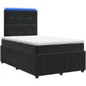 vidaXL LED boxspringbed met matras, zwart, 120 x 190 cm, fluweel