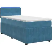 vidaXL Boxspringbed met matras en hoofdeinde, blauw, 90 x 200 cm, fluweel