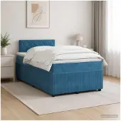 vidaXL Boxspringbed met matras en hoofdeinde, blauw, 120 x 190 cm, fluweel