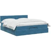 vidaXL Ottomaanse Bed met Matras en LED Donkerblauw 140 x 190 cm