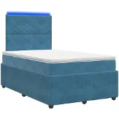 vidaXL LED Boxspring Bed met Matras Blauw 120 x 200 cm Fluweel
