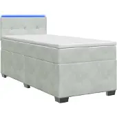 Syfax Boxspring Bed met Matras en LED Lichtgrijs 80 x 200 cm fluweel