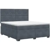 vidaXL Boxspringbed met matras Donkergrijs 160 x 200 cm Fluweel