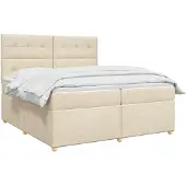 vidaXL Boxspringbed met matras Crèmekleurig 200 x 200 cm Stof