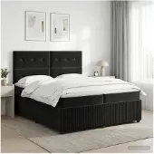 vidaXL Boxspringbed met matras Zwart 200 x 200 cm Fluweel