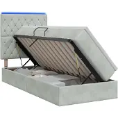 vidaXL LED opbergbed met matras Lichtgrijs 100 x 200 cm Fluweel