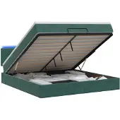 vidaXL Ottomanbed met matras en LED-verlichting, donkergroen, 140 x 200 cm, fluweel