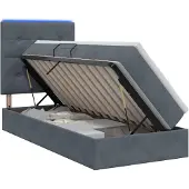 vidaXL LED-bed met opbergruimte en matras, donkergrijs, 100 x 200 cm, fluweel