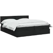 vidaXL Ottoman bed met matras met hoofdeinde 2 st Zwart Stof