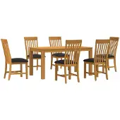 vidaXL Eetset, 7 stuks, zwart, massief eikenhout