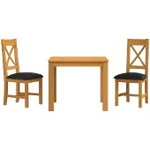 vidaXL Eetset, 3 stuks, zwart, massief eikenhout