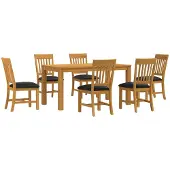 vidaXL Eetset, 7 stuks, zwart, massief eikenhout