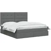vidaXL LED-bed met opbergruimte en matras, donkergrijs, 160 x 200 cm, met stoffen bekleding