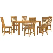 vidaXL Eetset, 7 stuks, beige, massief eikenhout