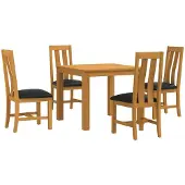 vidaXL Eetset, 5 stuks, zwart, massief eikenhout