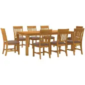 vidaXL Eetset, 9 stuks, grijs, massief eikenhout