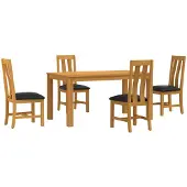 vidaXL Eetset, 5 stuks, zwart, massief eikenhout