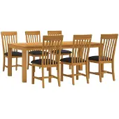 vidaXL Eetset, 7-delig, zwart, massief eikenhout