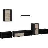 Vicco Woonwand Berno, Zwart/Zand eik, Set van 6 stuks