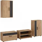 Vicco Woonwand Berno, Goudkleurig Eiken/Antraciet, Set van 4 stuks