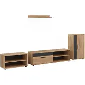 Vicco Woonwand Berno, Goudkleurig Eiken/Antraciet, Set van 4 stuks