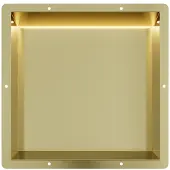 Guido Gusto Mat goud RVS Inbouwnis 30x30x7cm met tegelflens en LED verlichting