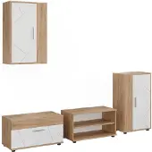 Vicco Woonwand Berno, Goudkleurig Eiken/Wit, Set van 4 stuks