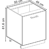 Vicco Keukenonderkast R-Line, Zwart hoogglans/Antraciet, 50 cm zonder werkblad