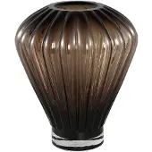 Ptmd Jayci Brown Glass Solid Glass Ribbed Vase S