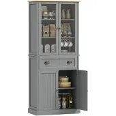 HOMCOM Keukenvoorraadkast - MDF - 76x40x182,5cm - Grijs