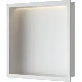 Luca Inbouwnis Nissen 30x30x6,5cm Met LED Verlichting 3000K RVS Mat Wit