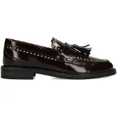 Manfield Burgundy leren loafers met gouden studs | Maat 40