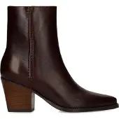 Manfield Burgundy leren enkellaarsjes met hak | Maat 39