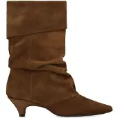Manfield Cognac suède slouchy enkellaarsjes met hak | Maat 39