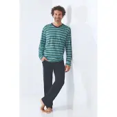 Hajo Klima-komfort heren pyjama pistache - Groen - Maat - 54
