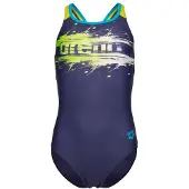 Arena - Girl's Paint Swimsuit Swim Pro Back - Badpak 128, blauw