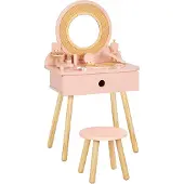Tooky Toy houten kaptafel voor kinderen in rotanlook 50,5 x 38 x 87 cm