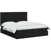 vidaXL Ottoman bed met matras met hoofdeinde 2 st Zwart Stof