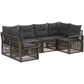 vidaXL Tuinbank Set 6 st 6-Aantal zitplaatsen Grijs poly rattan