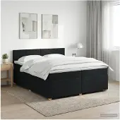 vidaXL Boxspringbed met matras met hoofdeinde Zwart 200 x 200 cm Stof