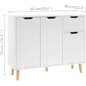 vidaXL Dressoir 90x30x72 cm bewerkt hout wit