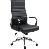 BellaFurn Exclusieve bureaustoel, ergonomische zitstoel, hoogwaardig rundleren, draaimechanisme | Kleur: Zwart