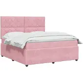 vidaXL LED Boxspringbed met Matras Roze 160 x 200 cm Fluweel