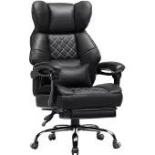 GTPLAYER Gaming stoel, ergonomische bureaustoel met voetsteun en lendensteun, hoge rugleuning, comfortabele stoel voor grotere mensen, brede computerstoel, in hoogte verstelbaar