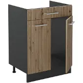 Vicco Keukenonderkast R-Line, Artisanaal eiken/Antraciet, 60 cm met lade zonder werkblad