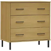 vidaXL Dressoir met 3 lades OSLO 77x40x79,5 cm grenenhout bruin
